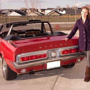 old car young girl